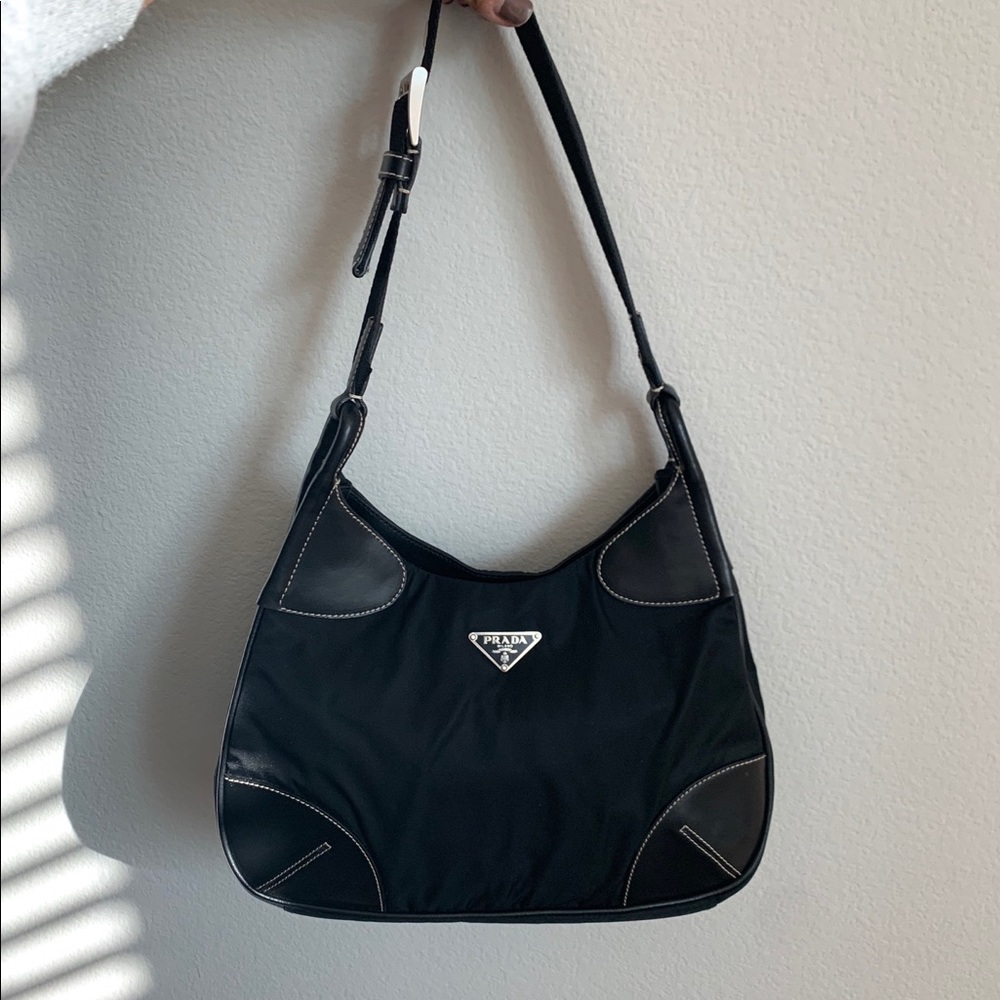 —SOLD Prada Leather-trimmed Tessuto Hobo Bag ✨